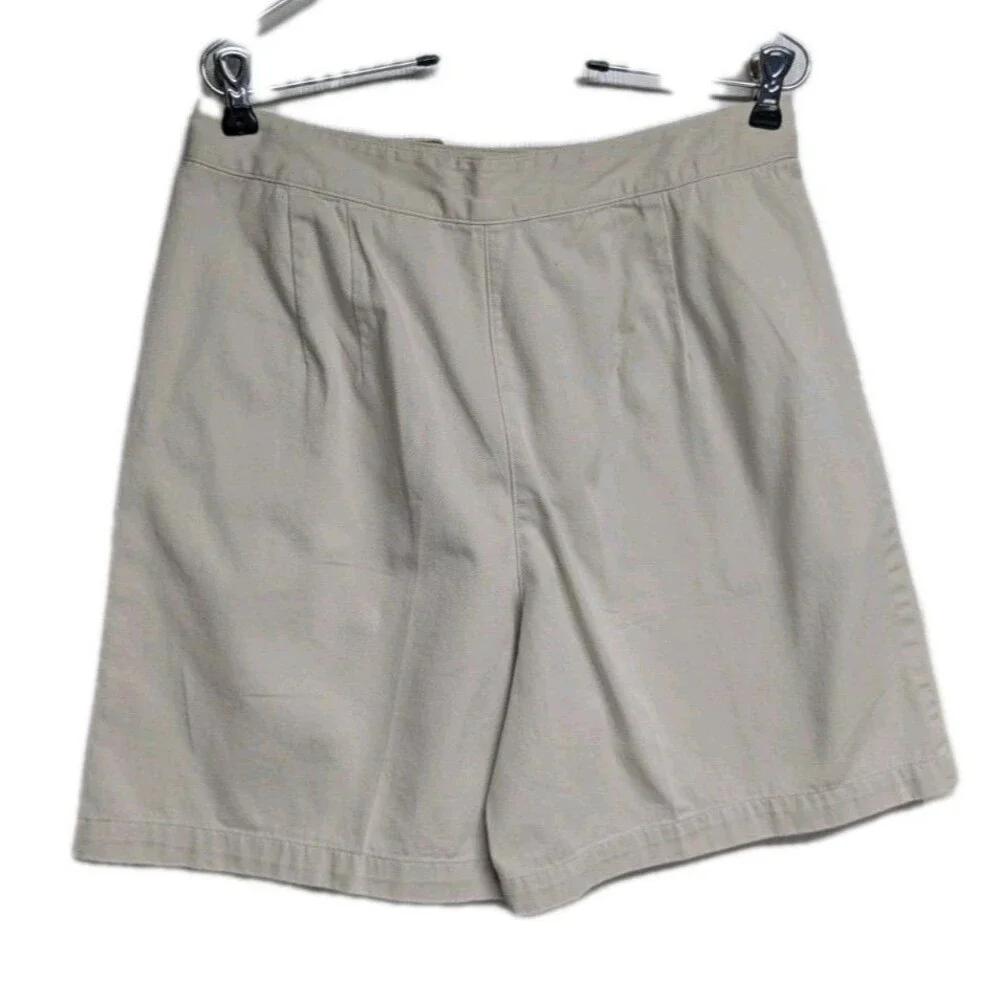 Talbots Petite Chino Shorts Women 12 Built-In Belt Beige Wide Leg Vintage Y2K